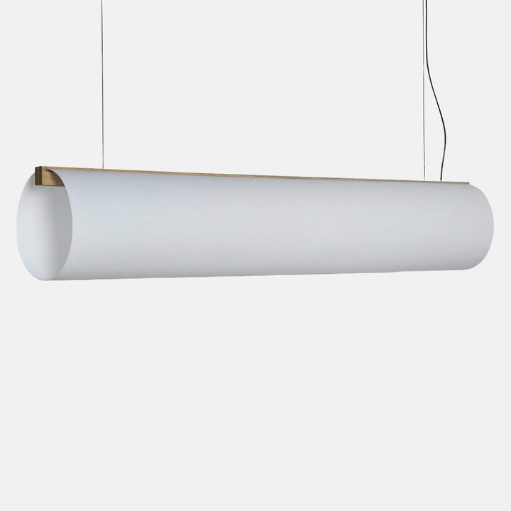 Pendant in washi paper with a beam in light brown oak