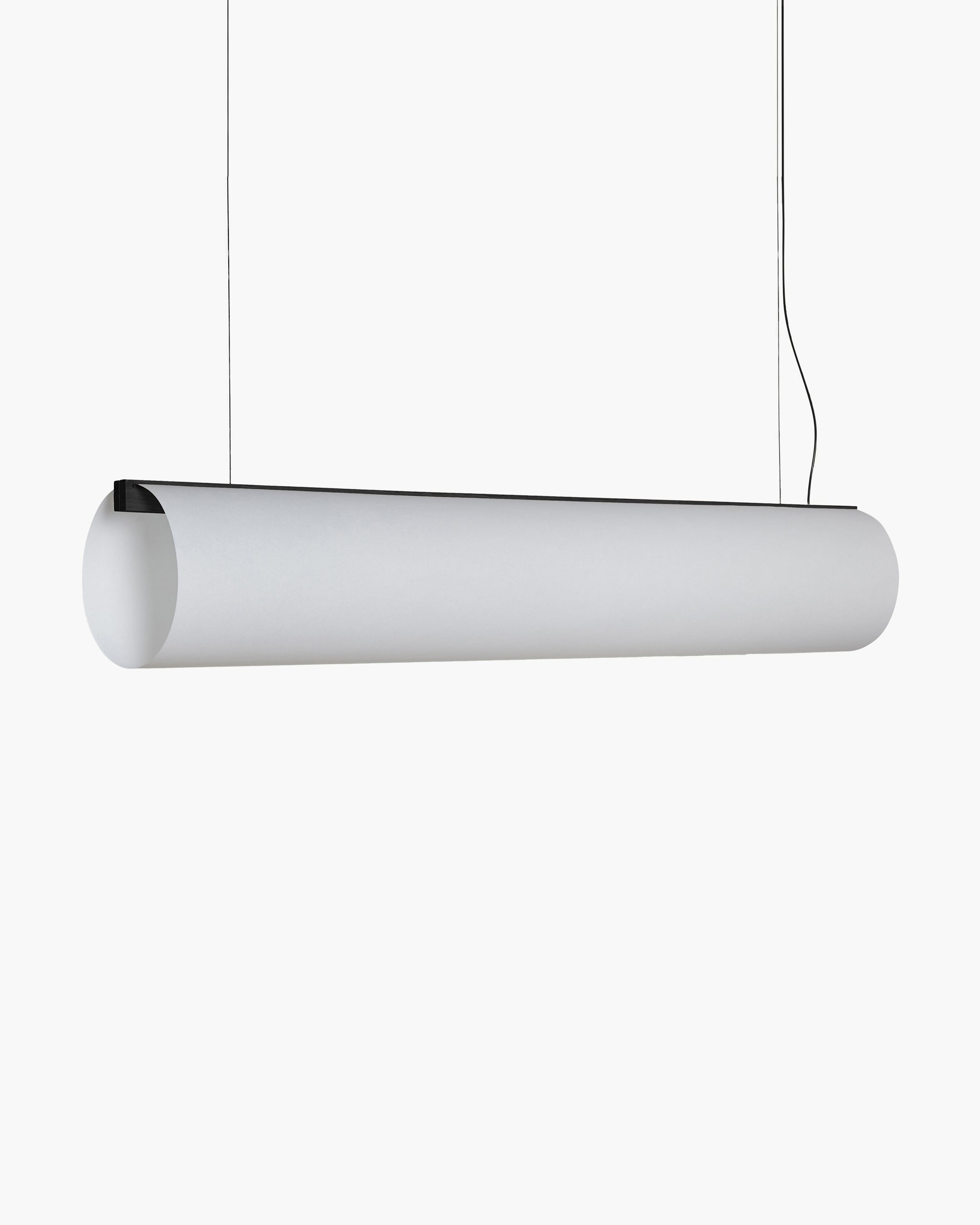 Long linear tubular pendant made of Washi paper to create diffuse soft light made by Motarasu