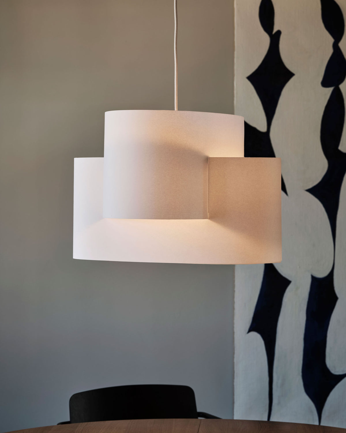 Lit large paper pendant with diameter of 50 cm from Motarasu.