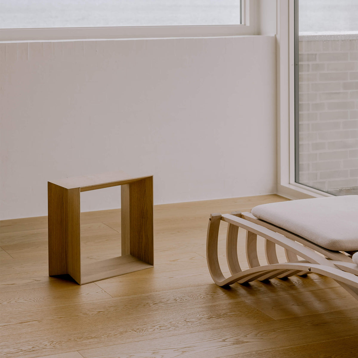 Oak joinery on the Reflex stool, assembled without screws or fittings.