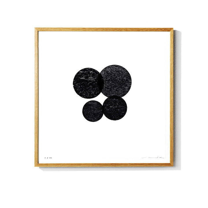 Japanese wall art featuring four black circles