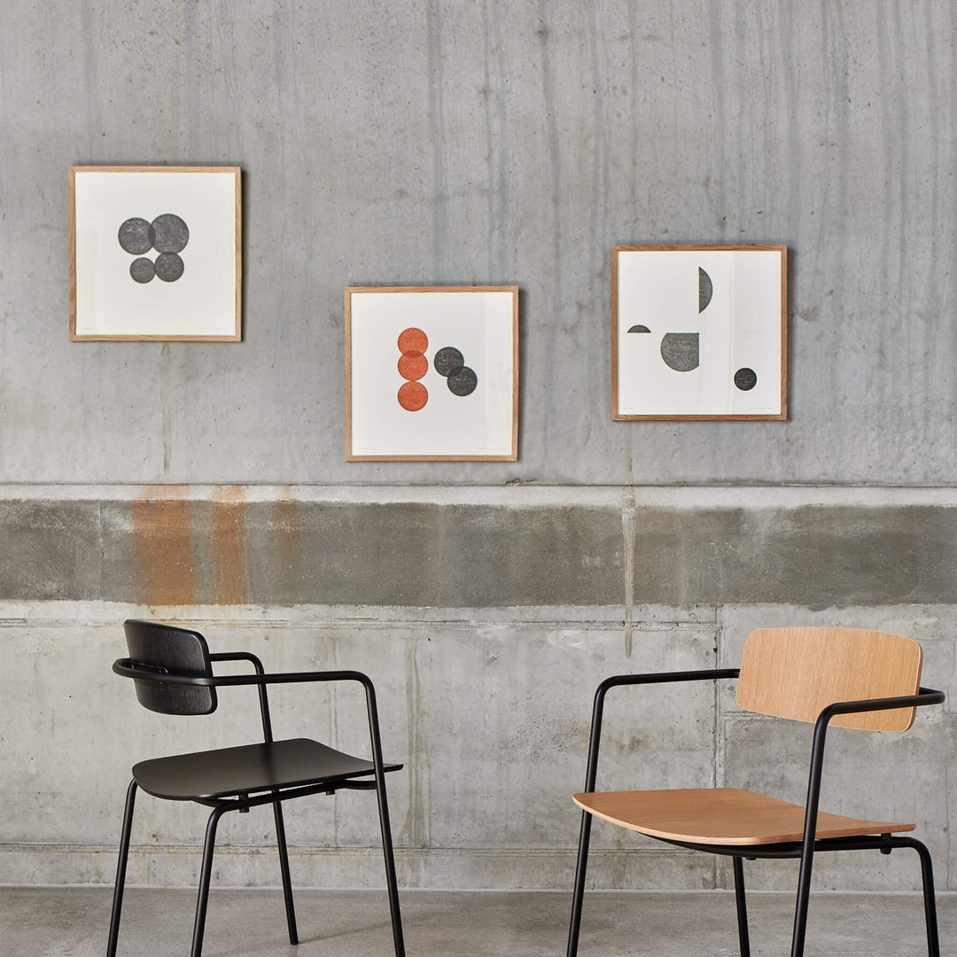 Collection of three Japanese wall art pieces, placed against a concrete background