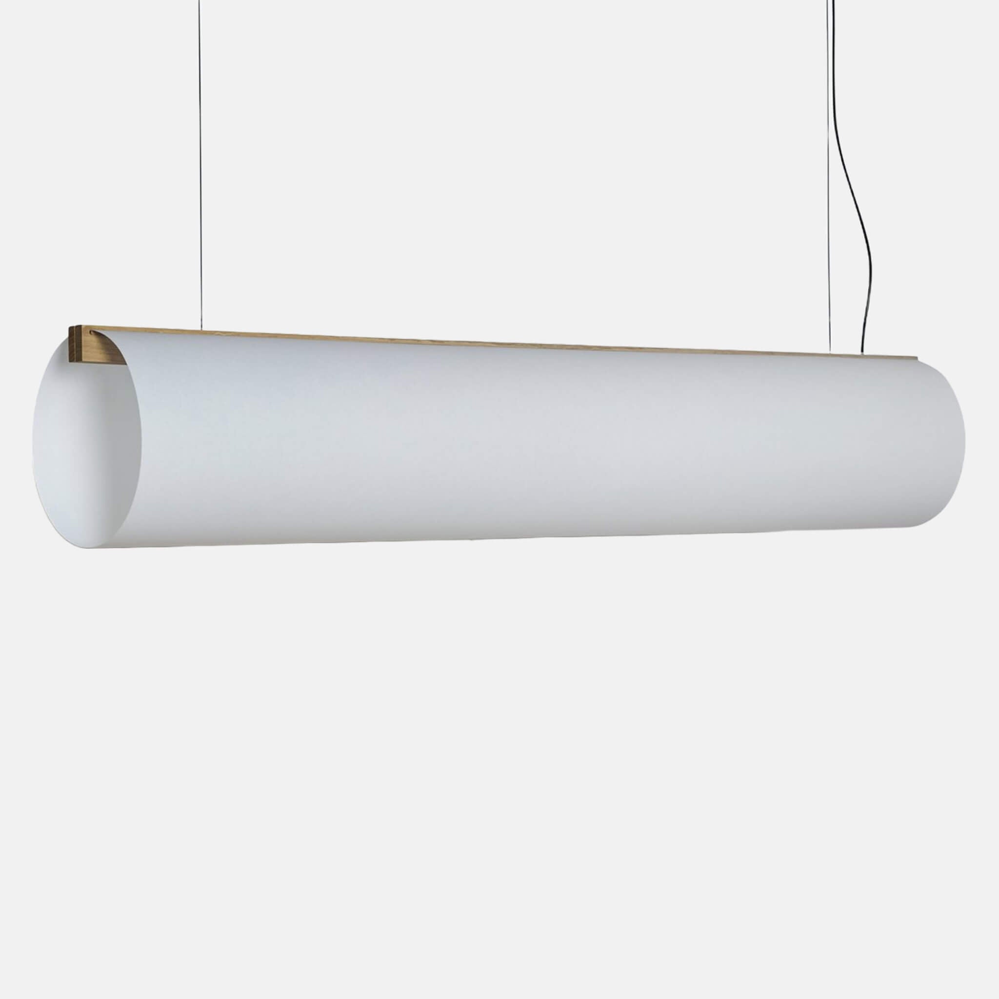 Pendant in washi paper with a beam in light brown oak