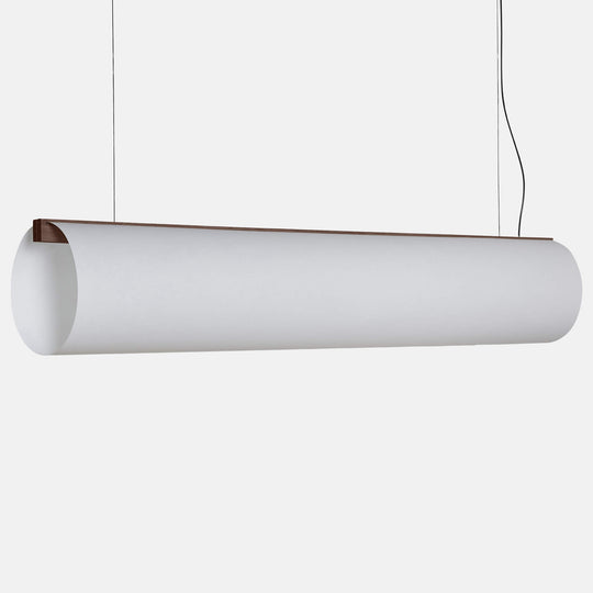 Enso pendant in washi paper with a beam in dark brown oak