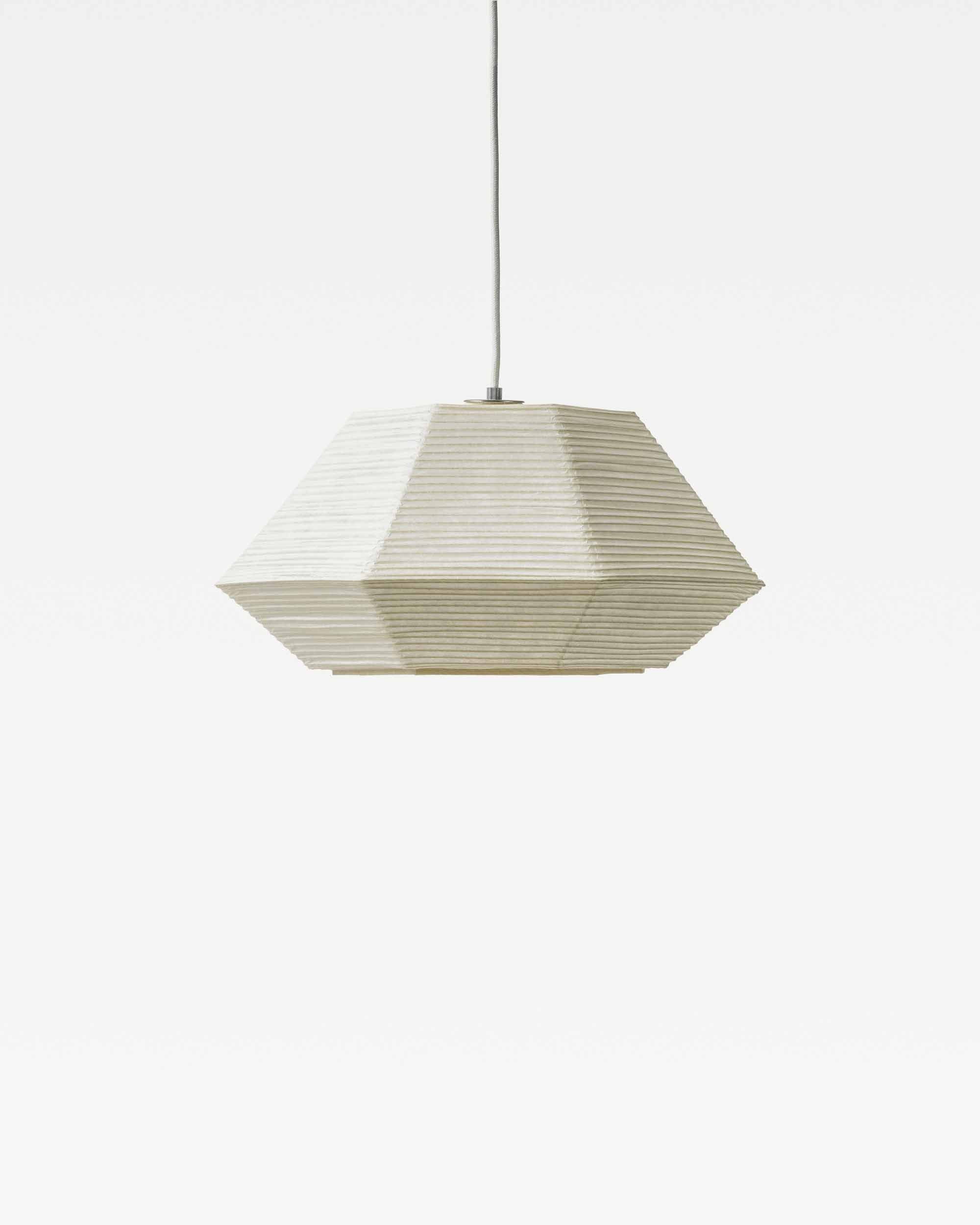 Motarasu Tama washi paper pendant light - wide low white Japanese paper lampshade